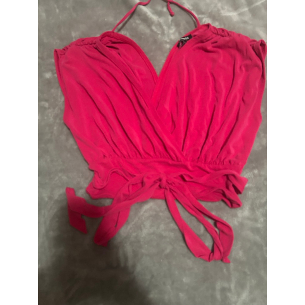 Women's Express Pink Halter Wrap Crop Top M